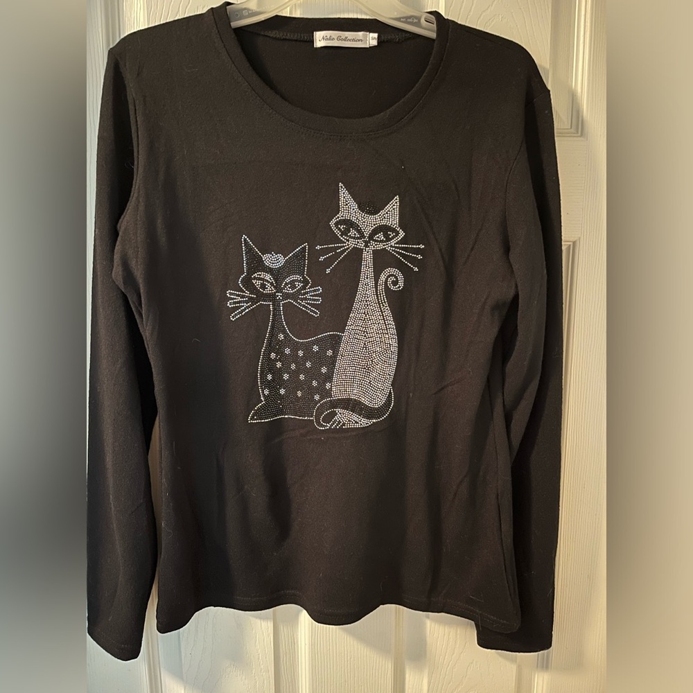Embellished cat tee shirt small/medium Nalie Collection